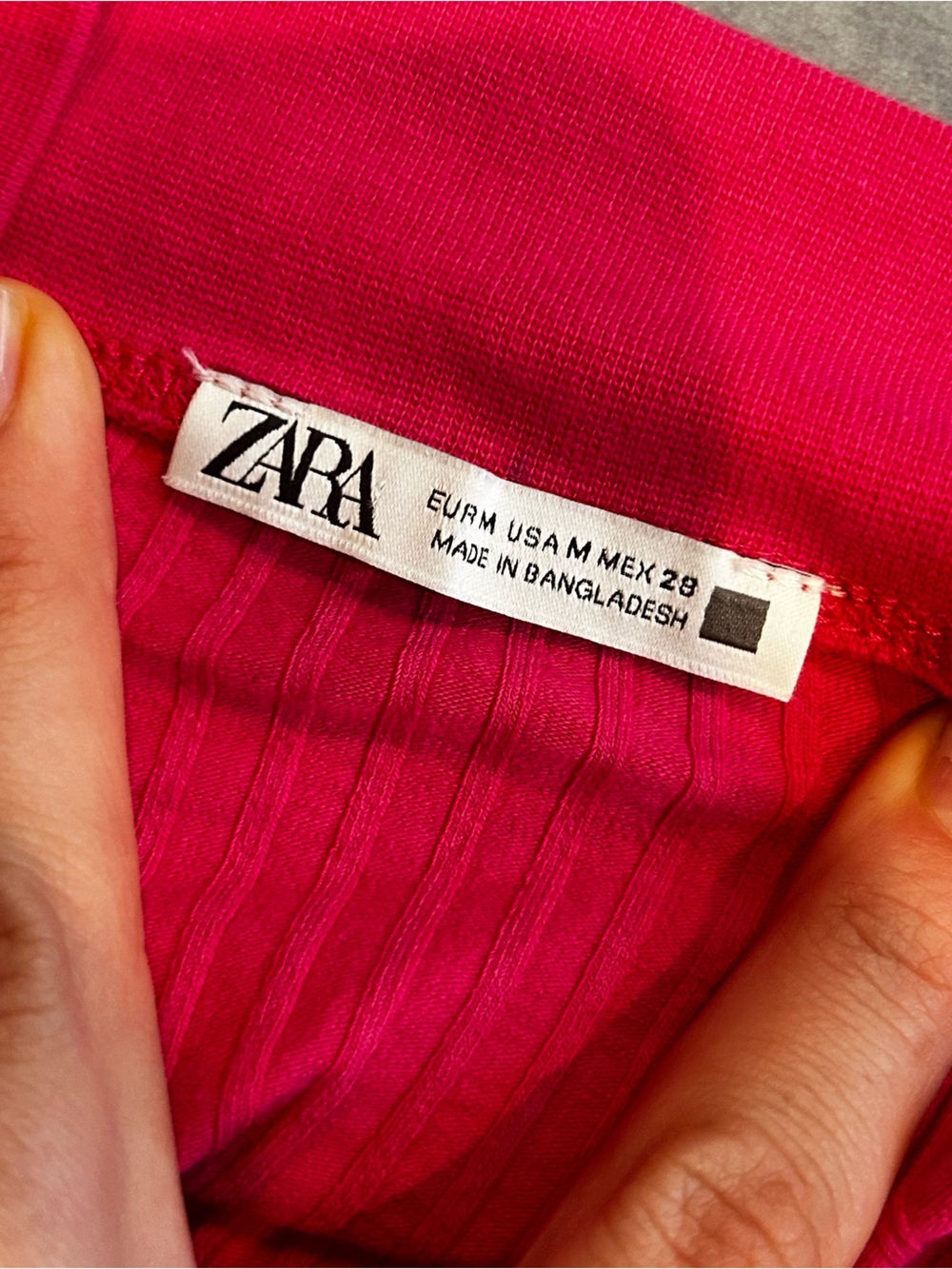 Zara Cross-Strap Ribbed Crop Top Hot Pink sz M - Picture 2 of 6